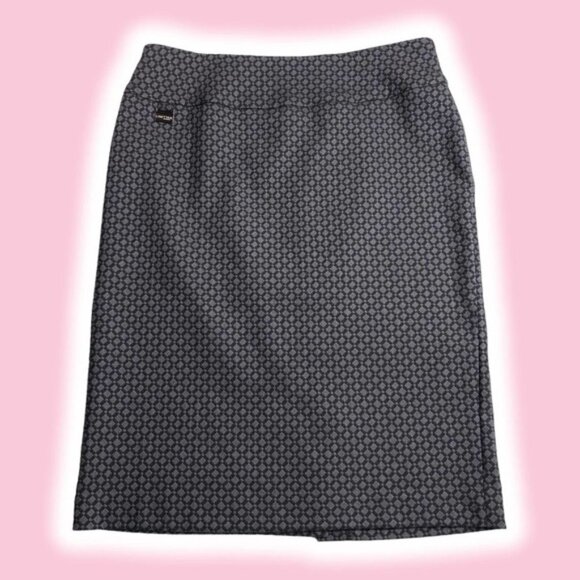 LISETTE L Montreal Diamond Patterned Office Casual Skirt  Sz 4 Gray Black - Picture 1 of 4